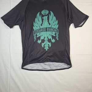 Edoardo Bianchi Men's Black and Green Jersey Size L